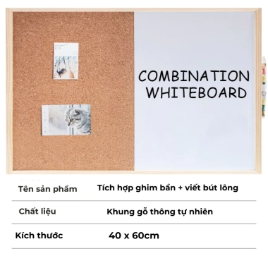 Bảng viết bút lông trắng khung gỗ treo tường decor bàn làm việc - 165.000₫