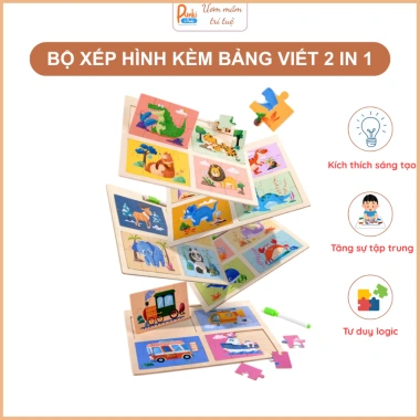 Bảng xếp hình gỗ Montessori cho bé 2-6 tuổi - Phát triển tư duy, 49.000₫