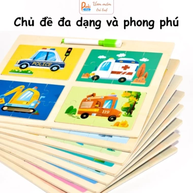 Bảng xếp hình gỗ Montessori cho bé 2-6 tuổi - Phát triển tư duy, 49.000₫