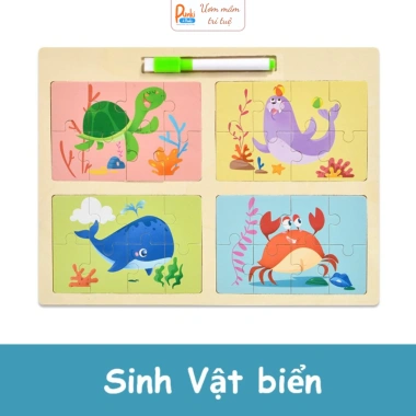 Bảng xếp hình gỗ Montessori cho bé 2-6 tuổi - Phát triển tư duy, 49.000₫