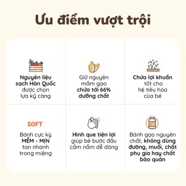 Bánh ăn dặm gạo lứt ALADDINVINA bổ sung lợi khuẩn Lusol - Giá 49.000₫ 5