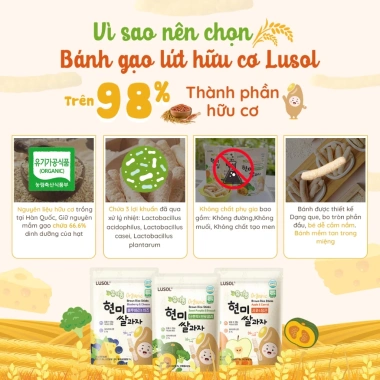 Bánh ăn dặm gạo lứt hữu cơ Lusol cho bé 6 tháng - Giá 41.000đ - ALADDIN VINA 2