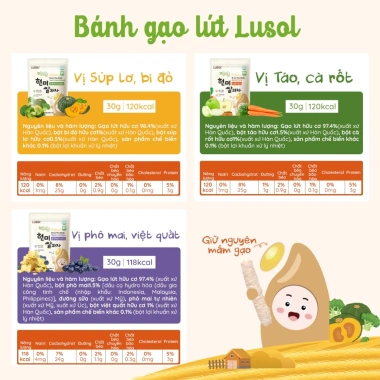 Bánh ăn dặm gạo lứt hữu cơ Lusol cho bé 6 tháng - Giá 41.000đ - ALADDIN VINA 9