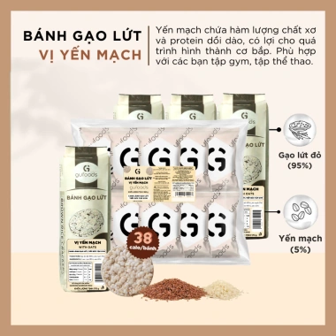 Bánh ăn kiêng gạo lứt GUfoods vị Yến mạch không chiên dầu không đường cho Gym 170g/300g/510g 43.900 VND
