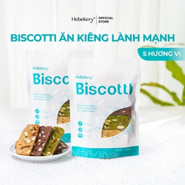 Bánh Biscotti Ăn Kiêng Nguyên Cám 5 Vị HEBEKERY: Ngũ Cốc Nướng Không Đường, Giá 127k