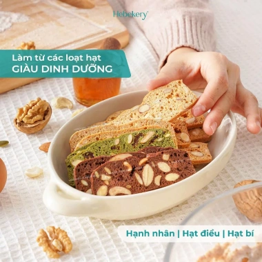 Bánh Biscotti Ăn Kiêng Nguyên Cám 5 Vị HEBEKERY: Ngũ Cốc Nướng Không Đường, Giá 127k