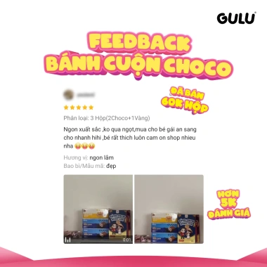 Bánh Da Trứng Cuộn Kem Tươi Chà Bông, Bánh Cuộn Socola Choco GuluFoods 115k