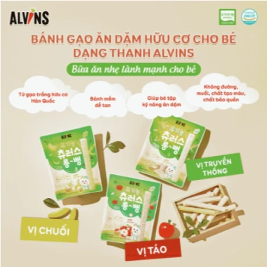 Bánh gạo ăn dặm hữu cơ Alvins Xanhsam Organic vị táo dạng thanh 30g - Giá 90.000₫ 4