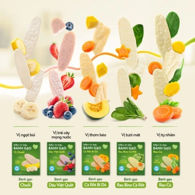 Bánh gạo ăn dặm Mămmy - Rau củ dẹt, cầm nắm, dinh dưỡng bé 7 tháng, 89.000 VND