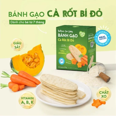 Bánh gạo ăn dặm Mămmy - Rau củ dẹt, cầm nắm, dinh dưỡng bé 7 tháng, 89.000 VND