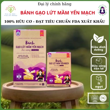 Bánh gạo lứt mầm yến mạch vị mè đen Bhnong Healthy, ăn kiêng, thuần tự nhiên, 50k