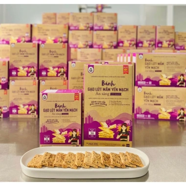 Bánh gạo lứt mầm yến mạch vị mè đen Bhnong Healthy, ăn kiêng, thuần tự nhiên, 50k