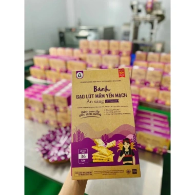 Bánh gạo lứt mầm yến mạch vị mè đen Bhnong Healthy, ăn kiêng, thuần tự nhiên, 50k