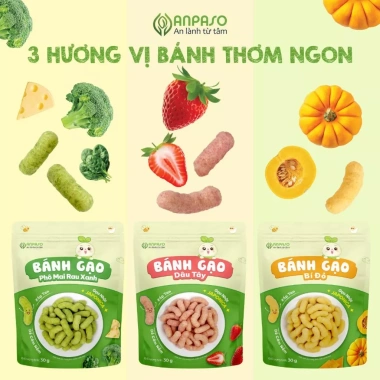 Bánh gạo que Anpaso cho bé ăn dặm trái cây rau củ, giá chỉ 60.000 VND
