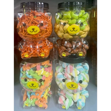 Bánh Gấu 500g Siêu Rẻ - Bim Bim Bánh Tăm Que, Kẹo Bông Gòn Hũ Con Gấu, Snack 37k