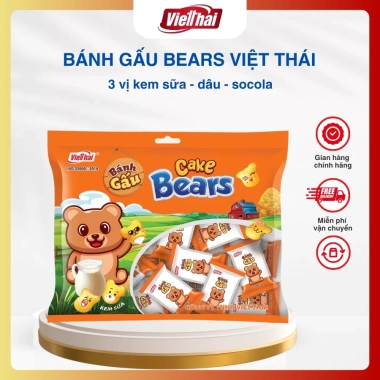 Bánh Gấu Bears Việt Thái 4 vị nhân kem sữa, socola, dâu – cake quy siêu ngậy, vỏ giòn rụm, giảm giá 48k
