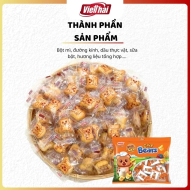 Bánh Gấu Bears Việt Thái 4 vị nhân kem sữa, socola, dâu – cake quy siêu ngậy, vỏ giòn rụm, giảm giá 48k