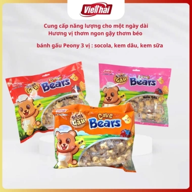 Bánh Gấu Bears Việt Thái 4 vị nhân kem sữa, socola, dâu – cake quy siêu ngậy, vỏ giòn rụm, giảm giá 48k