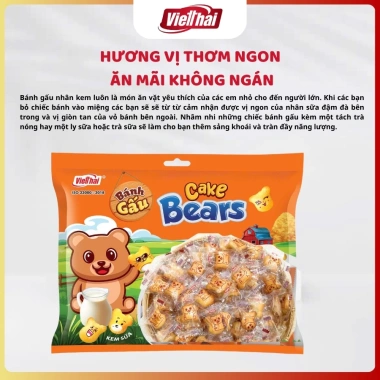 Bánh Gấu Bears Việt Thái 4 vị nhân kem sữa, socola, dâu – cake quy siêu ngậy, vỏ giòn rụm, giảm giá 48k