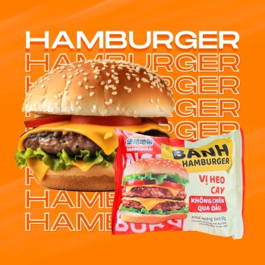 Bánh Hamburger Ăn Liền BAOBEIDIDAI Vị Gà Orleans, Bò Tiêu Đen, Heo Cay, Không Chiên Dầu - Kim Thịnh Food