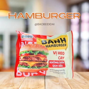 Bánh Hamburger Ăn Liền BAOBEIDIDAI Vị Gà Orleans, Bò Tiêu Đen, Heo Cay, Không Chiên Dầu - Kim Thịnh Food