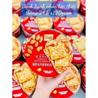 Bánh hạnh nhân sẵn hàng hộp thiếc 120gr - Giá chỉ 59.999đ, giòn tan, thơm ngon