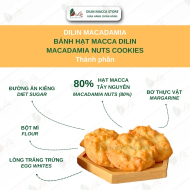 Bánh hạt macca DiLin 80% macca Tây Nguyên - Cookies năng lượng 200g 166k 4