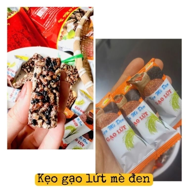 Bánh kẹo Tết Kẹo gạo lứt đậu phộng mè đen ít ngọt Phú Xuân 100-500gr Giá 20.392₫ 4