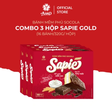 Bánh Mềm Socola Sapie Gold 16 chiếc Combo Tết 3 hộp 320g giảm còn 159.000 VND