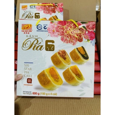 Bánh pía 6 sao 4 vị Tân Huê Viên chính hãng, hộp quà Tết 2.023, giảm còn 175.000₫
