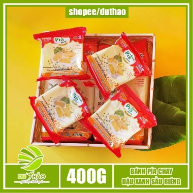 Bánh pía chay đậu xanh sầu riêng 400g truyền thống Tân Huê Viên không trứng, giảm còn 85k