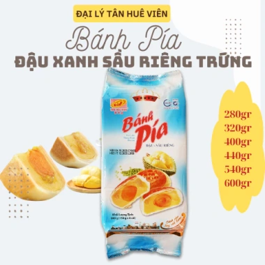 Bánh Pía Đậu Xanh Sầu Riêng Trứng Tân Huê Viên 4 cái/bịch - Đa size 280‑600gr - Giá 71.000 VNĐ giảm từ 92.300