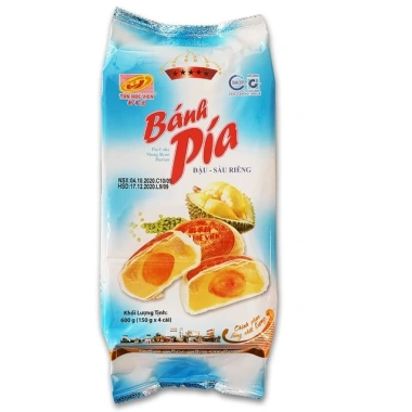 Bánh Pía Đậu Xanh Sầu Riêng Trứng Tân Huê Viên 4 cái/bịch - Đa size 280‑600gr - Giá 71.000 VNĐ giảm từ 92.300
