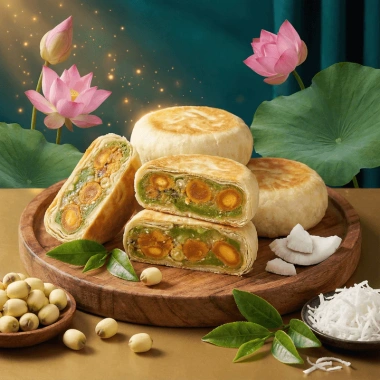 Bánh pía dừa trà xanh hạt sen tinh hoa - Truyền thống và hiện đại 600g giá 139k