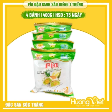 Bánh pía lá dứa sầu riêng trứng muối 400g - Túi 4 bánh Tân Huê Viên, giá 93k
