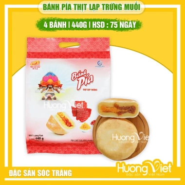 Bánh pía Tân Huê Viên 440g - Thịt lạp, trứng muối, túi 4 bánh, giảm giá 117k