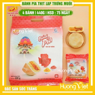 Bánh pía Tân Huê Viên 440g - Thịt lạp, trứng muối, túi 4 bánh, giảm giá 117k