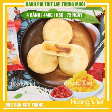 Bánh pía Tân Huê Viên 440g - Thịt lạp, trứng muối, túi 4 bánh, giảm giá 117k