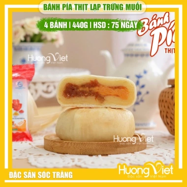 Bánh pía Tân Huê Viên 440g - Thịt lạp, trứng muối, túi 4 bánh, giảm giá 117k