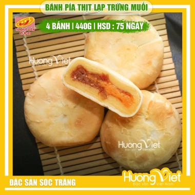Bánh pía Tân Huê Viên 440g - Thịt lạp, trứng muối, túi 4 bánh, giảm giá 117k