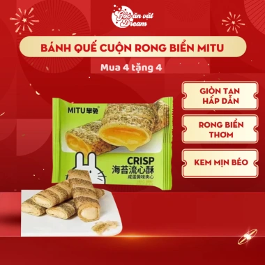 Bánh Quế Cuộn Rong Biển Mitu - Mua 4 tặng 4, Nhân kem mịn, Ngon tết, 16.000đ