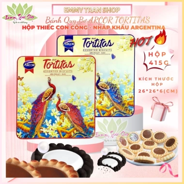 Bánh Quy Bơ Arcor Tortitas 415g Hộp Thiếc Con Công Nhập Khẩu Argentina, Giá 257k