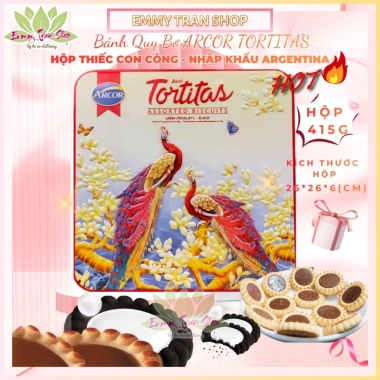 Bánh Quy Bơ Arcor Tortitas 415g Hộp Thiếc Con Công Nhập Khẩu Argentina, Giá 257k
