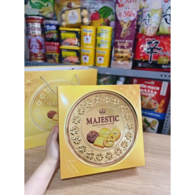 Bánh quy bơ Majestic 382g hộp thiếc tròn kèm túi - Ưu đãi Tết 2.026, chỉ 169.000₫