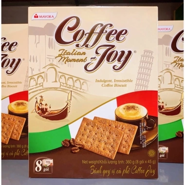 Bánh quy cà phê Coffee Joy - Hộp 8 gói 39g (312g), giòn tan, thơm ngon, giảm giá 54.900 VND