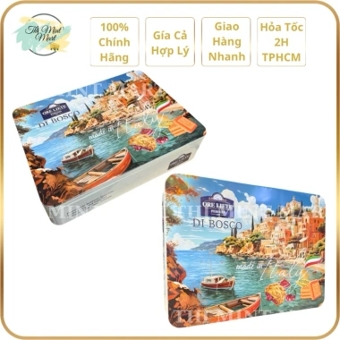 Bánh Quy DI BOSCO Tết 2.026 Phủ Hạt Đường, Nhân Mứt, Hộp Thiếc 425g và Túi Giấy - 242k