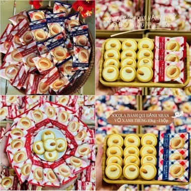 Bánh quy hạnh nhân 1kg 2 màu xanh đỏ - Hàng Date mới, giảm giá 120.000đ