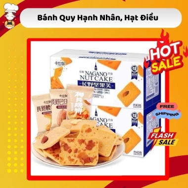 Bánh quy hạnh nhân, hạt điều, vụn dừa - ít đường, ăn nhẹ bữa sáng, chỉ 60.000đ