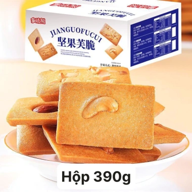 Bánh Quy Hạt Dinh Dưỡng Giòn Thơm Bùi Bùi 390g Mix Hạt Hạnh Nhân, Hạt Điều, Dừa Sấy Giòn - 55k