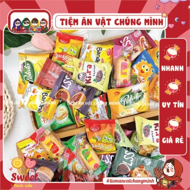 Bánh quy mix 500g – Đa dạng vị Tết, dám cười, bánh potato, song hỷ, mặt trời – Giá chỉ 43.000đ